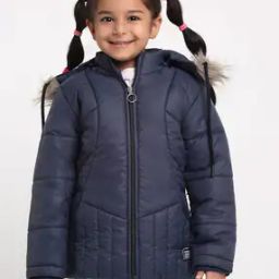 Zip Closure Puffer Jacket with Faux Feather-image-4