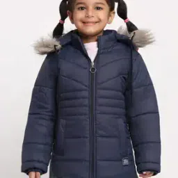 Zip Closure Puffer Jacket with Faux Feather-image-8