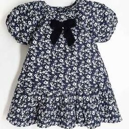 Girls Floral Print Tiered Dress with Bow Accent-image-45