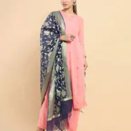 Floral Pattern Woven Dupatta with Tassels-11