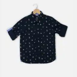 Boys Nautical Print Slim Fit Shirt-image-4