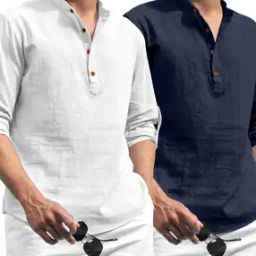 Men Pack of 2 Regular Fit Short Kurtas-picture-5