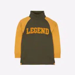 Colourblock Turtle-Neck T-shirt with Typographic Appliques-13