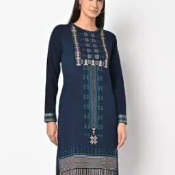 Floral-Knit Straight Sweater Kurta-image-8