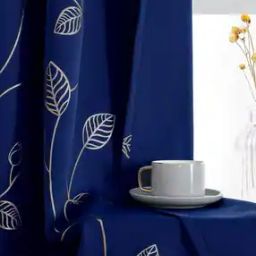 Leaf Print Eyelet Door Curtain-16