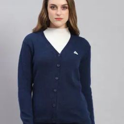 Women V-Neck Cardigan with Button Closure-image-7
