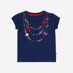 Printed Round-Neck T-shirt with Floral Applique-picture-11