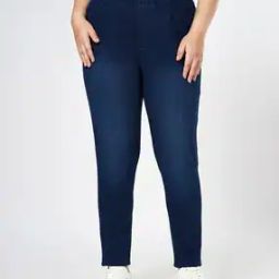 Women Skinny Jeggings with Elasticated Waist-image-5