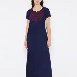 Women Embroidered Round-Neck Nightie-image-90