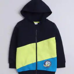 Boys Colourblock Regular Fit Zip-Front Hoodie-image-45