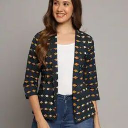 Women Printed Regular Fit Front-Open Shrug-26