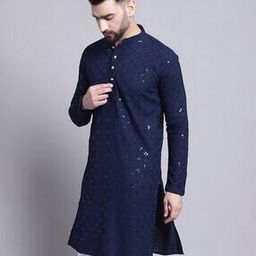 Embroidered Mandarin-Collar Kurta-image-7