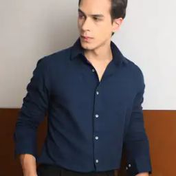 Slim Fit Shirt with Spread Collar-image-61