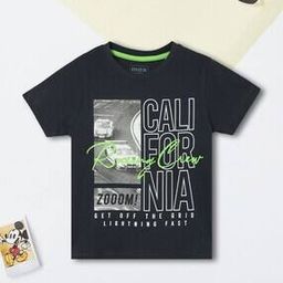 Boys Typographic Print Regular Fit Round-Neck T-Shirt-image-7