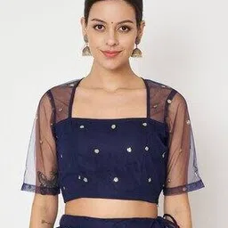 Women Embellished Side Open Blouse-image-98