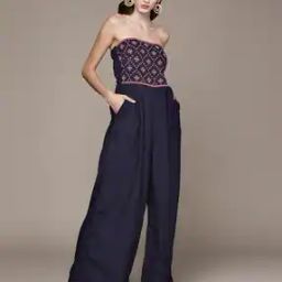 label ritu kumar Embroidered Off-Shoulder Jumpsuit-picture-45