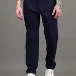 Men Flat-Front Relaxed Fit Trousers-picture-50