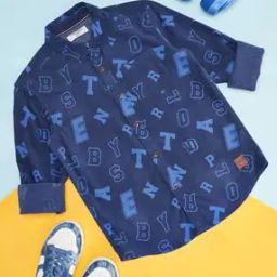Boy Regular Fit Typographic Print Shirt-image-9