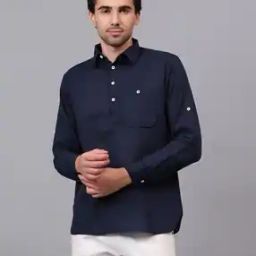 Men Slim Fit Short Kurta with Patch Pocket-image-102