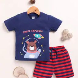 Boys Cotton Printed Shorts and T-shirt Set  -35
