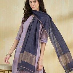 fabindia Women Silk Stripes Stole-picture-48