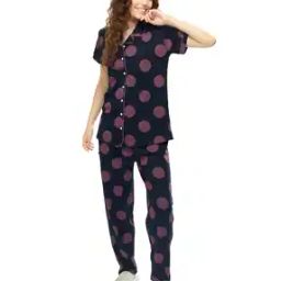 Women Polka-Dot Print Shirt & Pyjamas Set-picture-33