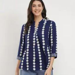 Women Cotton Dabu Polka-dot Top-image-15