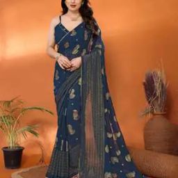 Graphic Print Saree With Running Blouse Piece-image-74