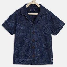 Leaf Print Shirt with Lapel Collar-picture-9