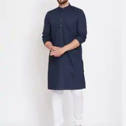 Striped Long Kurta with Patch Pocket-image-48