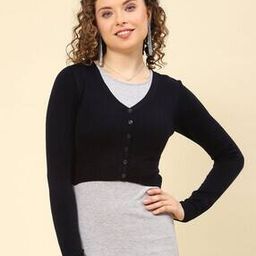 V-Neck Cardigan with Ribbed Hems-36