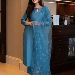Women Embroidered A-Line Kurta with Pants & Dupatta-image-41