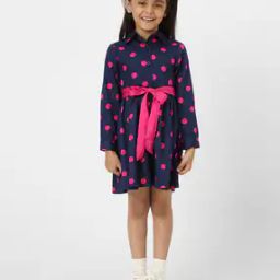 Polka-Dot Shirt Dress with Waist Tie-Up-image-37