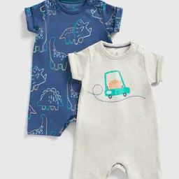 Boys Pack of 2 Printed Cotton Rompers-28