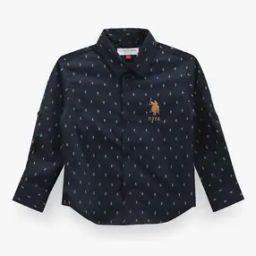 Boys Micro Print Regular Fit Cotton Shirt-image-3