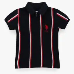 Boys Striped Regular Fit Cotton Polo T-Shirt-picture-52