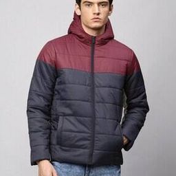 Men Colourblock Hooded Jacket with Zip-Front-13