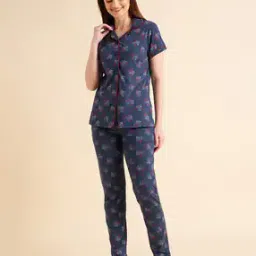 Floral Printed Shirt & Pyjamas Set-image-37