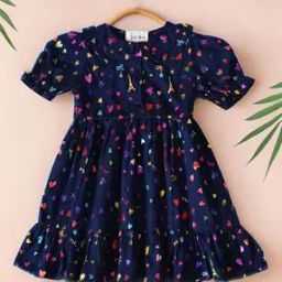 Girls Micro Print Fit & Flare Dress-image-5