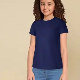 Girls Round-Neck Top with Short Sleeves-image-95