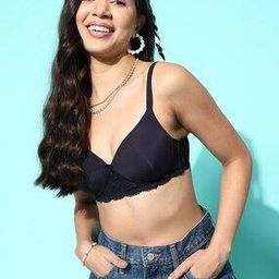 Lightly-Padded T-Shirt Bra with Bow Applique-image-44
