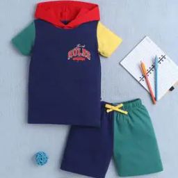 Boys Colour-block Shorts And T-shirt Set-image-0