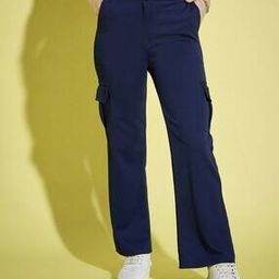 Women High-Rise Straight Fit Flat-Front Cargo Pants-image-11