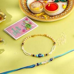 Men Set of 2 Evil Eye Rakhi with Roli Chawal-image-109