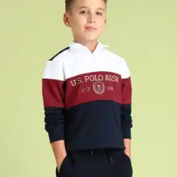 Boys Colourblock Regular Fit Cotton Sweatshirt-image-8