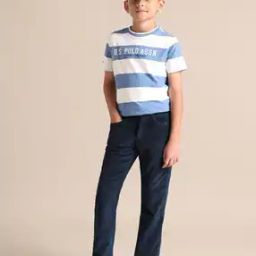 Boys Ribbed Regular Fit Flat-Front Cotton Trousers-28