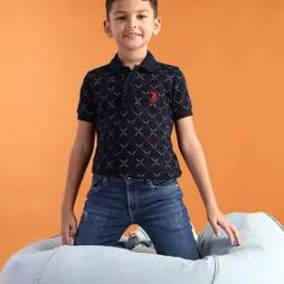 Boys Printed Regular Fit Polo T-Shirt-47