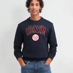 Men Brand Print Regular Fit Crew-Neck Sweatshirt-image-9