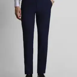 peter england Men Slim Fit Flat-Front Trousers-picture-0