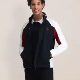 Men Colourblock Regular Fit Zip-Front Bomber Jacket-image-22